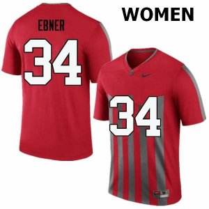 Women's Ohio State Buckeyes #34 Nate Ebner Throwback Nike NCAA College Football Jersey April AAT2644LD